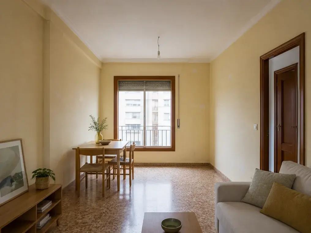 Zona de día de una casa de El Cabanyal antes de unificar los colores